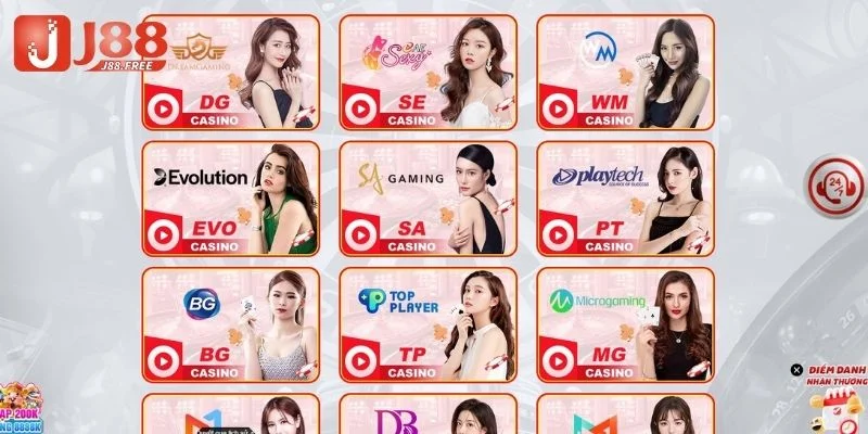 Các nhà phát hành game Casino có sẵn trên nền tảng J88