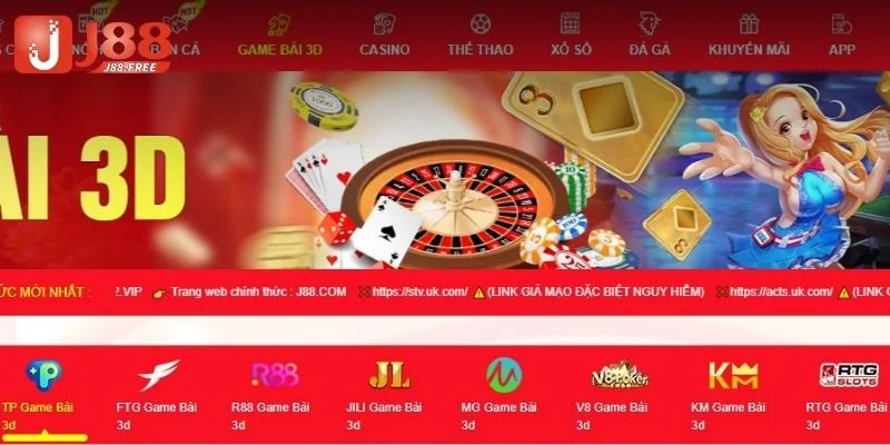 Các sảnh game bài 3D có sẵn trên nền tảng J88