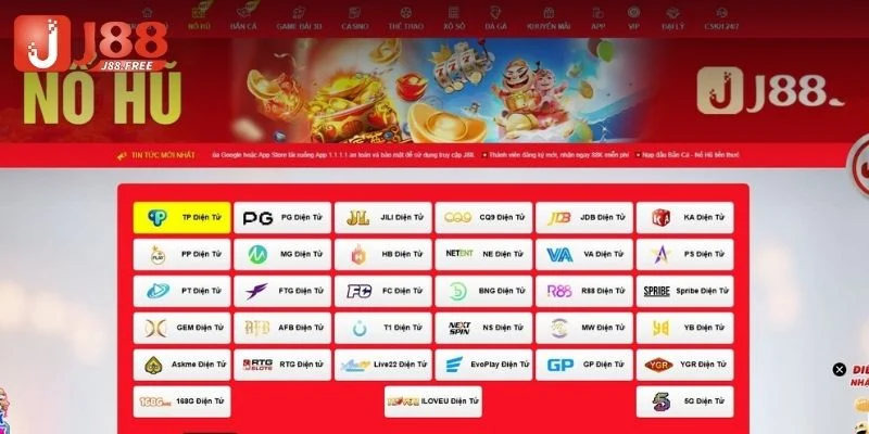 Một số nhà cung cấp game nổ hũ nổi bật tại J88
